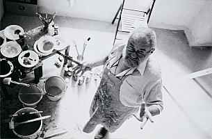 Bert Jäger im Atelier in Pietrabruna, 1988